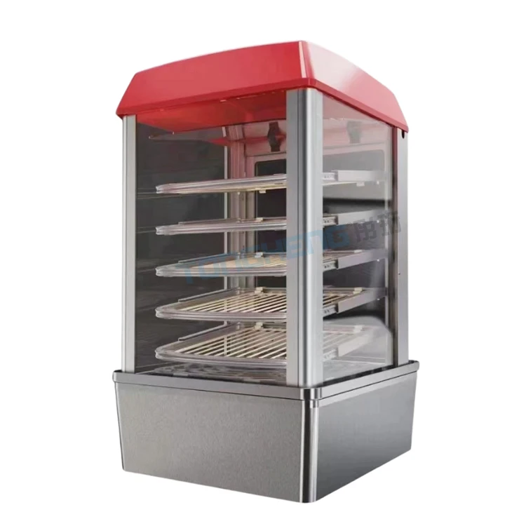 Electric Commercial Stainless Steel Food Warmer Display Showing Baking Kitchen Machine Bao Dimsum Bun Steamer With Glass