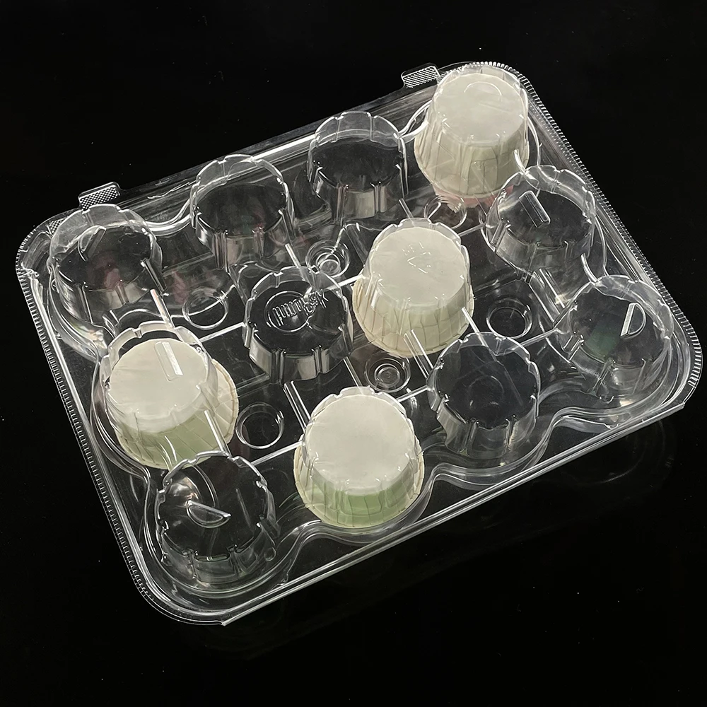 Customizable plastic containers for cupcake PET Packaging boxes for bakery 12 cavity cupcake container plastic