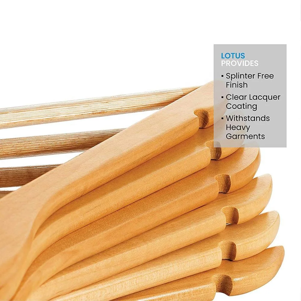 Best Selling Single Wooden Hanger Non-Slip Notched Closet Suit Popular Design Clothes Hanger Wooden Suit Coat Hangers