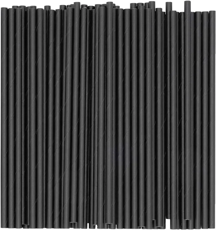 Hot sale High quality disposable biodegradable black paper drinking straws for cocktail party