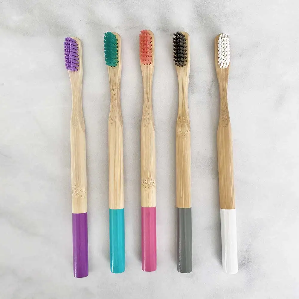 Bio toothbruhs reusable round handle bamboo toothbrush travel set hot selling bamboo toothbrush with bamboo tube