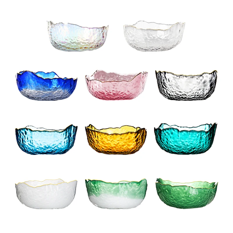 Japanese Glacier Salad Bowl  Lead-free crystal glass bowl Tea washing dishes, fruit bowls in the kitchen
