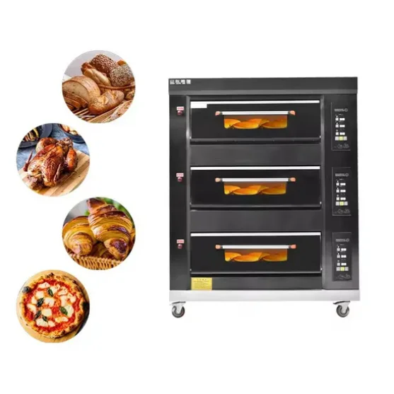 Fashion Black Titanium Stainless Steel Oven Series Gas Oven 3 Decks 6 Trays Gas Baking Bread Oven in Bakery Equipment