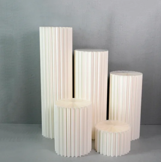 Foldable Paper  Columns Wedding Plinth Pillar Metal Cake Stands  Acrylic Cylinder Party Decoration