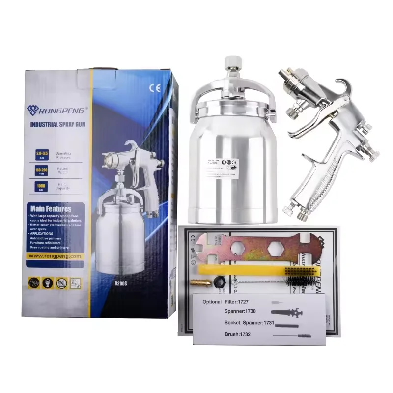 RONGPENG R200S Eco Design Industrial Paint Spray Gun Air Brush Suction Feed for Furniture Auto Base Painting