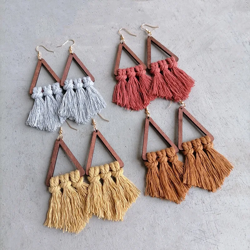 2022 Bohemian Creative Chic Macrame Triangle Fringe Earrings