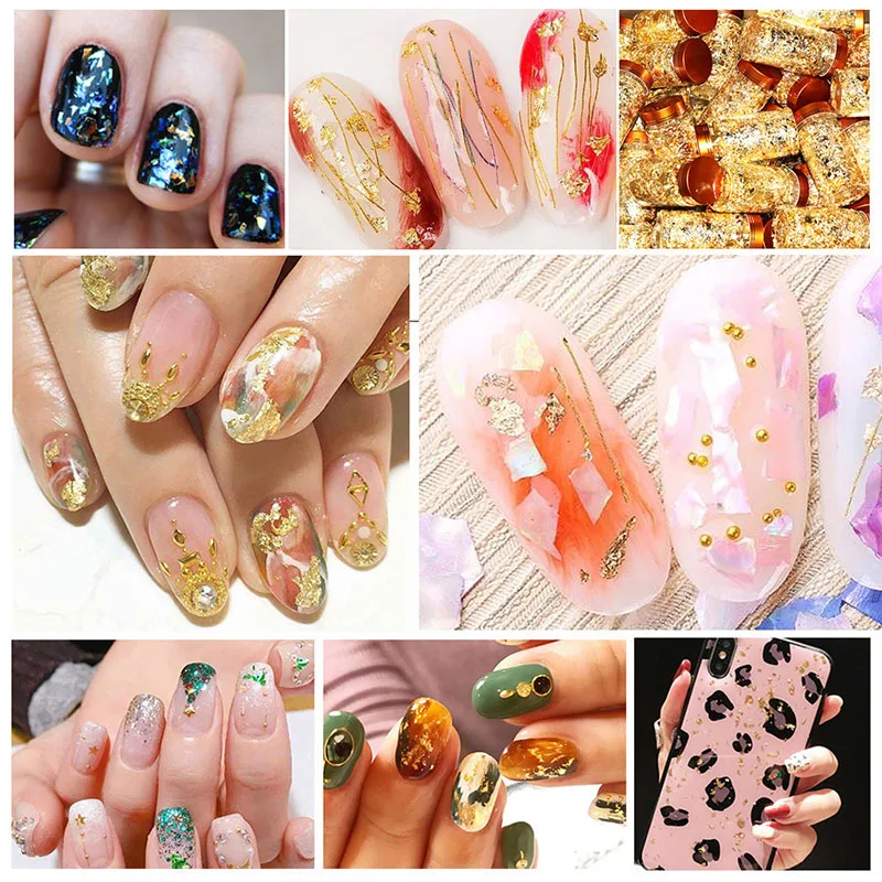 Gold Leaf Nail Painting  Art Craft Jewelry Making Decoration DIY Foil Sequins Nails Art Foils Holographic Stickers