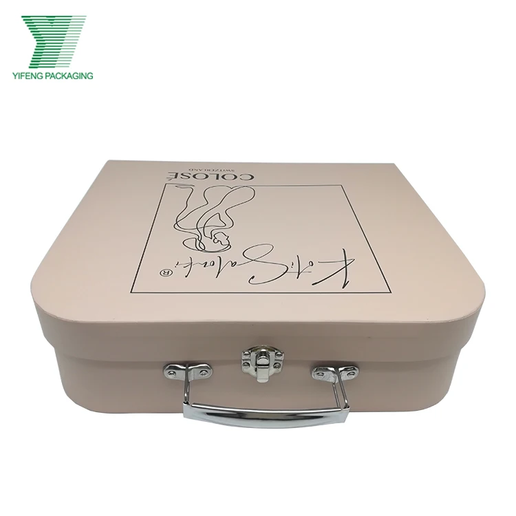 Luxury fancy paperboard home storage suitcase wedding gift packing suitcase child toy cardboard paper suitcase