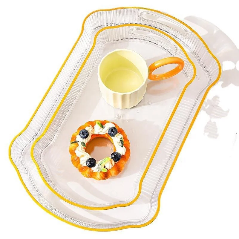 Light luxury rectangular tray home tea cup tea tray Wedding banquet snack fruit storage tray
