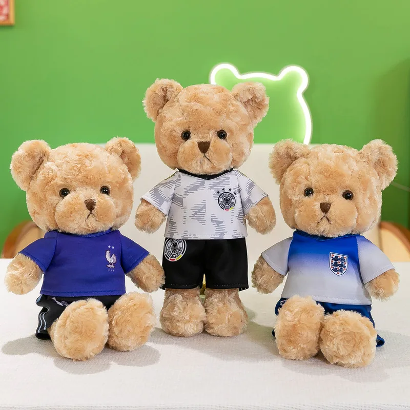 Wearing Soccer Jersey Teddy Bear Football Player Teddy Bear Plush Toy Soft Stuffed Cosplay Toys Bears