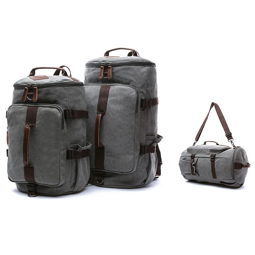 Multi-function canvas rucksack daypack bag travel hiking vintage duffel hiking backpack for men women