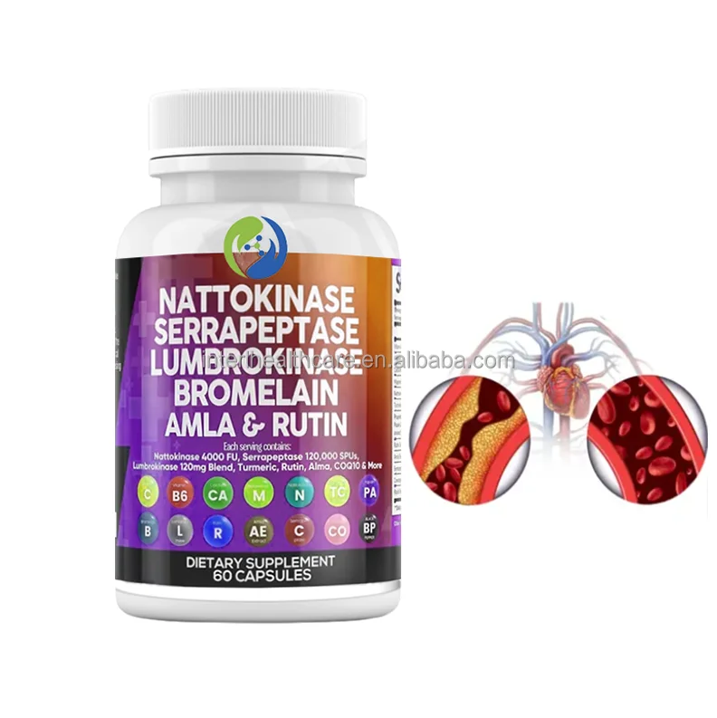 ALL IN ONE 4000 Serrapeptase Lumbrokinase Bromelain Papain Papaya Enzymes Pineapple Amla Nattokinase Capsules