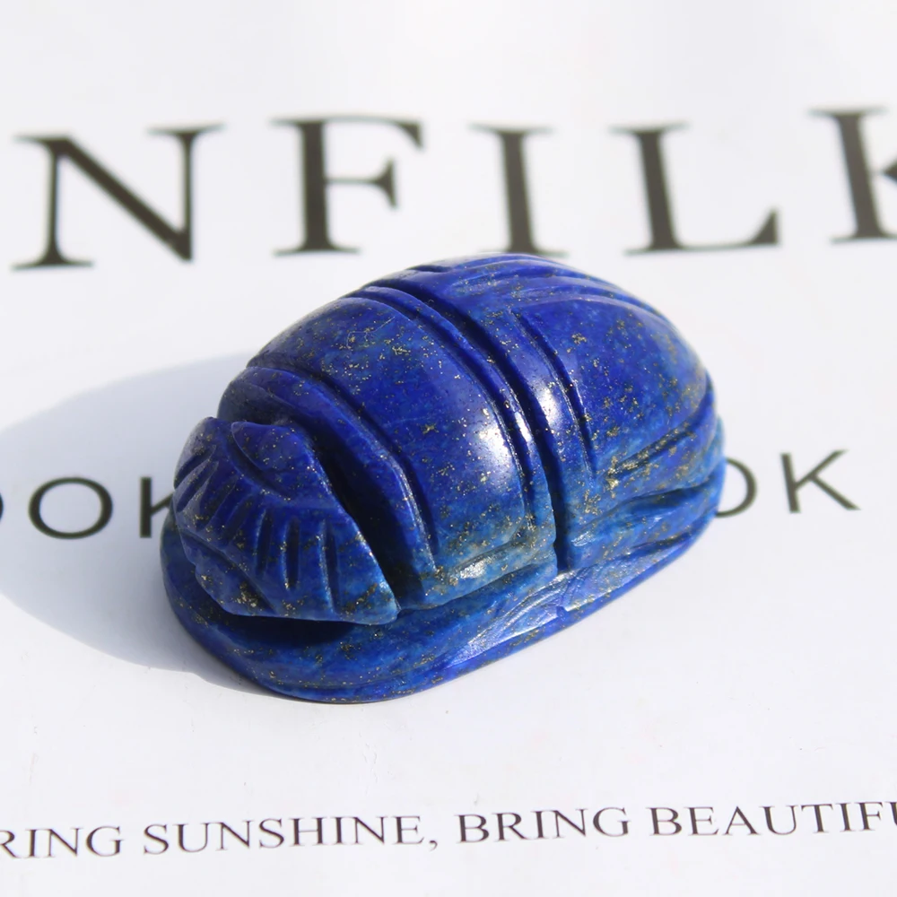 Wholesale 4 to 5cm Natural Lapis Lazuli Gemstone Crystal Egyptian Ancient Culture Symbol Scarab Carving For Healing