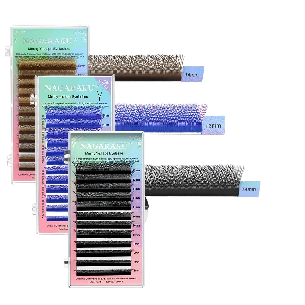 NAGARAKU YY Shape Hand Woven Premium Soft Light Natural Eyelashes Extension Supplies Makeup Mesh Net Cross False Individual