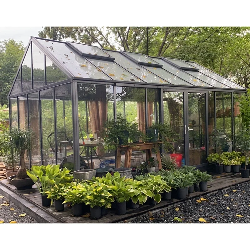 Popular Design Metal Aluminum Gazebo Sunroom Greenhouse For Grassland Party Garden Planting Cafe Lounge China Manufacturer
