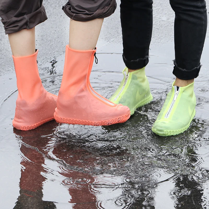 Reusable Long Size Silicone Rain Boots Shoe Cover With Zipper