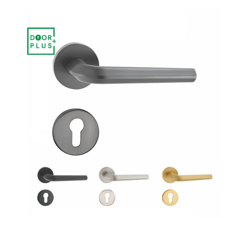 Doorplus European Matte Black Door Handle Lock Zinc Alloy Lever Handle For Wooden Door Modern Black Door Handles Lock Set