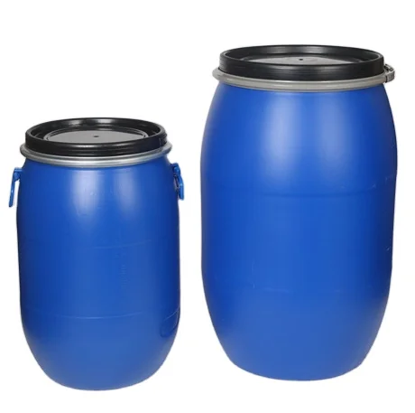 Large open mouth iron hoop 30L 60L 120L 200L blue plastic drum with ring lock