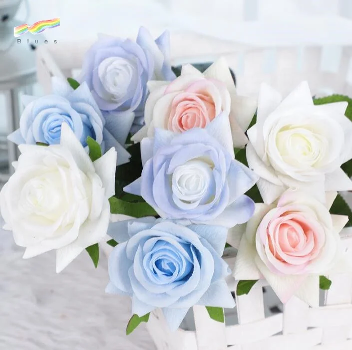 NB BLUES High quality real touch artificial roses light blue decoration eternal rose