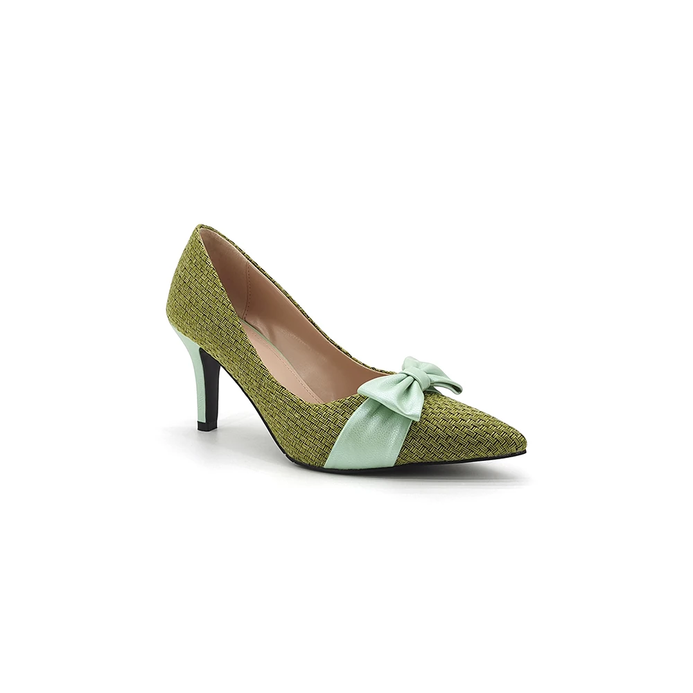 2022 New Color Onion Green Candy High Heel 7 Colors Elegant Ladies Stiletto Women Haif Shoes Wedding Pumps With Bow