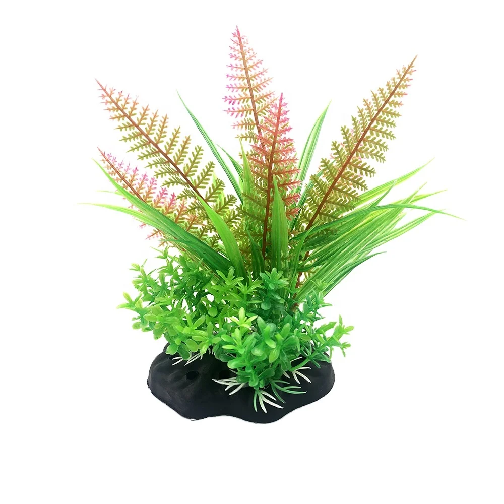 Aquarium Decorations Plants Plastic Nature Plant, Fish Tank Plant Decor [4.5 Inch]