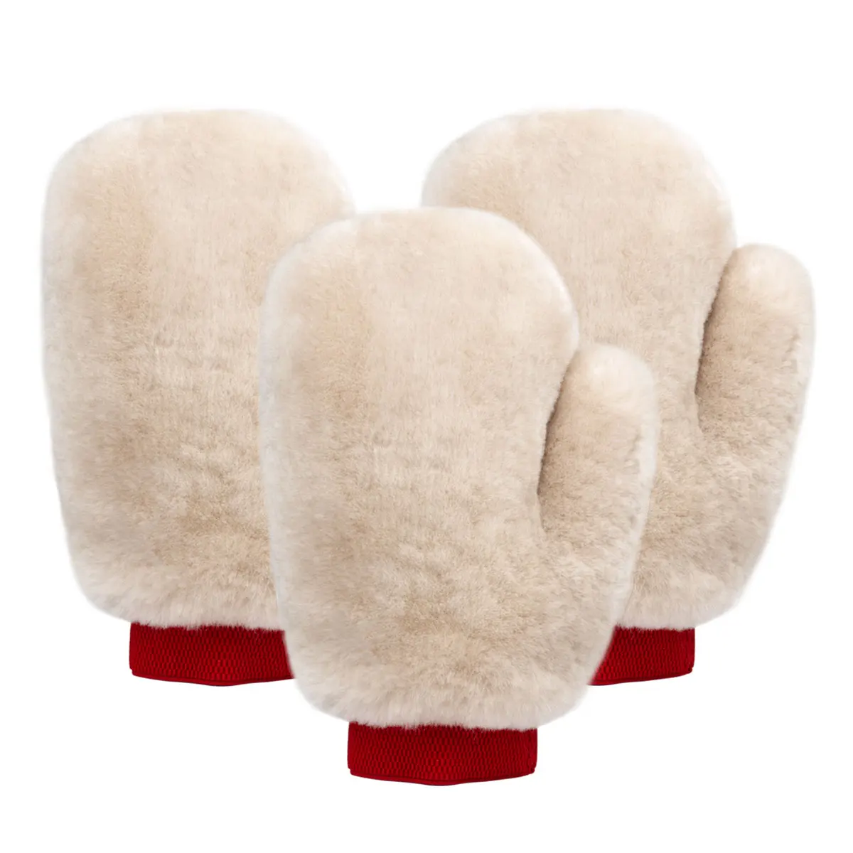 Genuine Lamb Car Polishing Mitten White Sheepskin Wool Wash Miitt