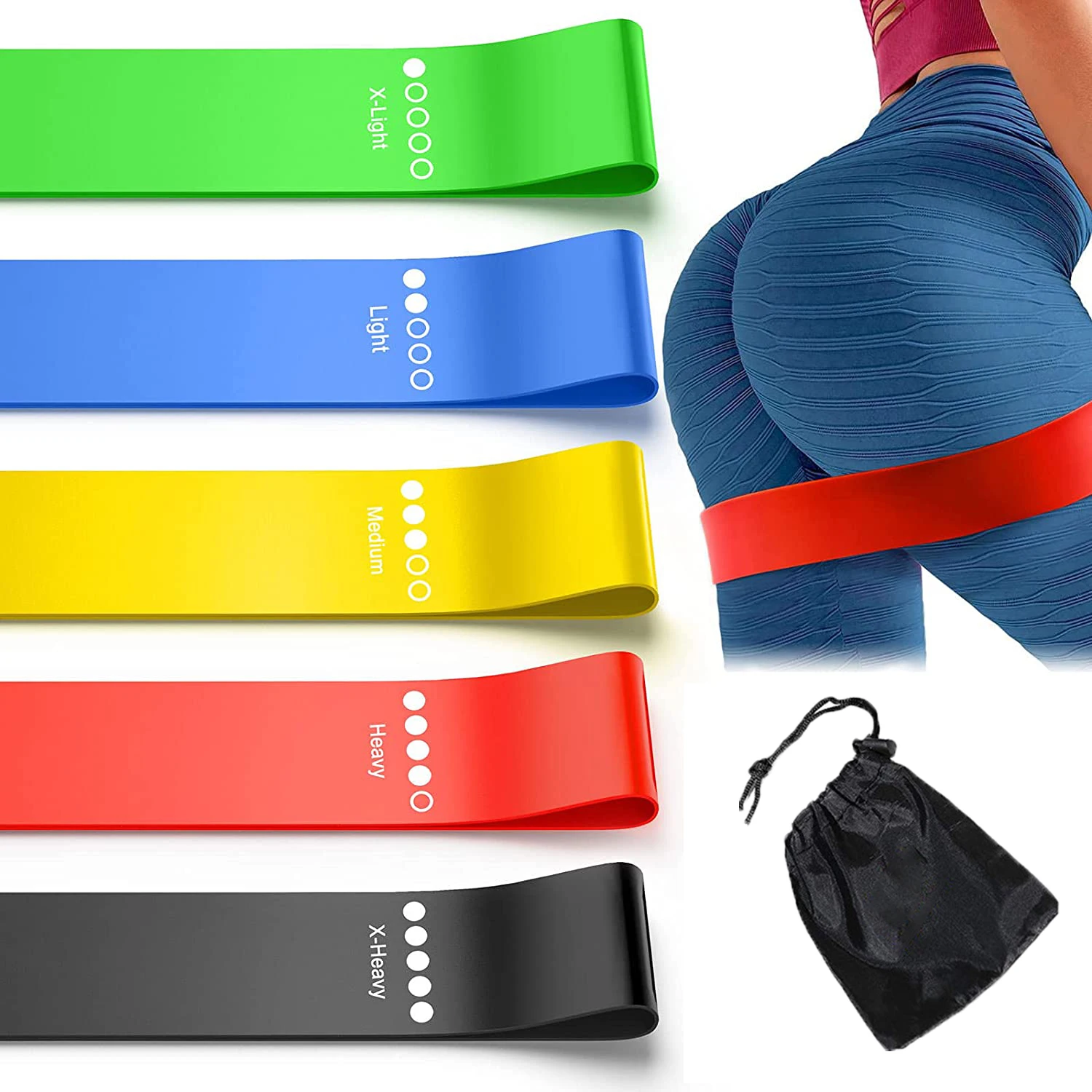 Strength Training Elastic TPE Workout Belt 5 pcs 1 set Yoga Fitness Resistance Bands