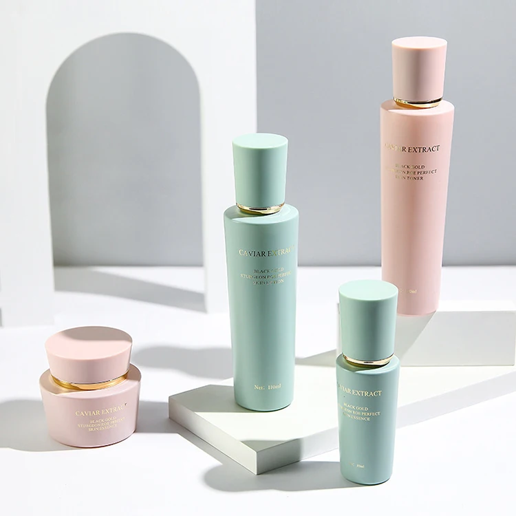 Exquisite luxury conical glass bottle for cosmetic skin care packaging 120ml 110ml 30ml pump bottle 50g 30g 1OZ glass cream jar