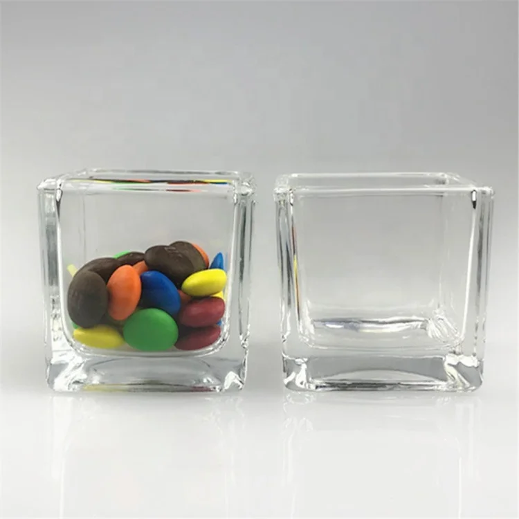 Квадратный стеклянный подсвечник 50 мл, пустой стеклянный контейнер для свечей