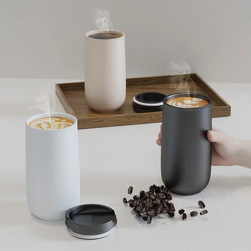 Eco-Friendly Ceramic High-Quality to Go Coffee Mug Wholesale Customizable Double Wall Coffee Cup Travel Coffee Mug