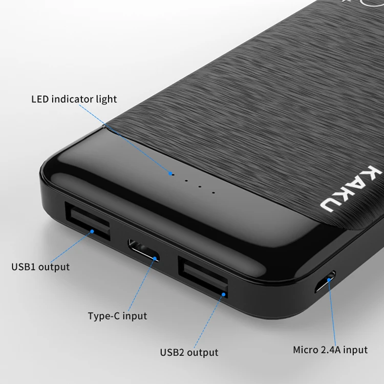 KAKU 2020 consumer electronics portable battery banks module LED light 10000 mah small mini power bank
