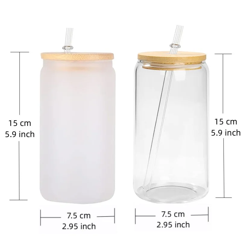 Mazoho USA Warehouse 12/16/25 Oz сублимационные стаканы стеклянная чашка может формировать тепловой пресс прозрачный Печатный с крышкой и
