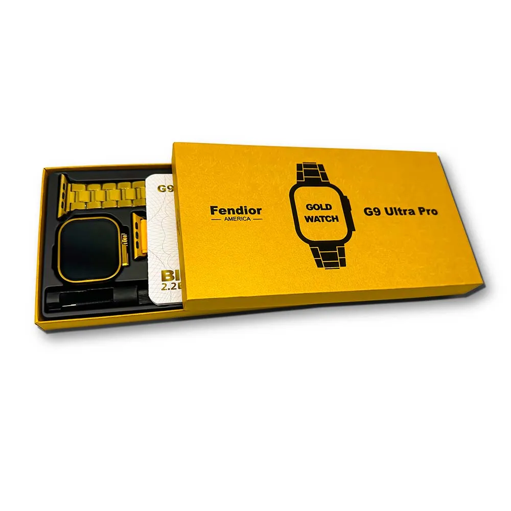 2023 Latest Gold Smartwatch G9 Ultra Pro 3 Straps Series 8 Reloj Inteligente Bt Call Calculator NFC G9Ultra Smart Watch PK T800