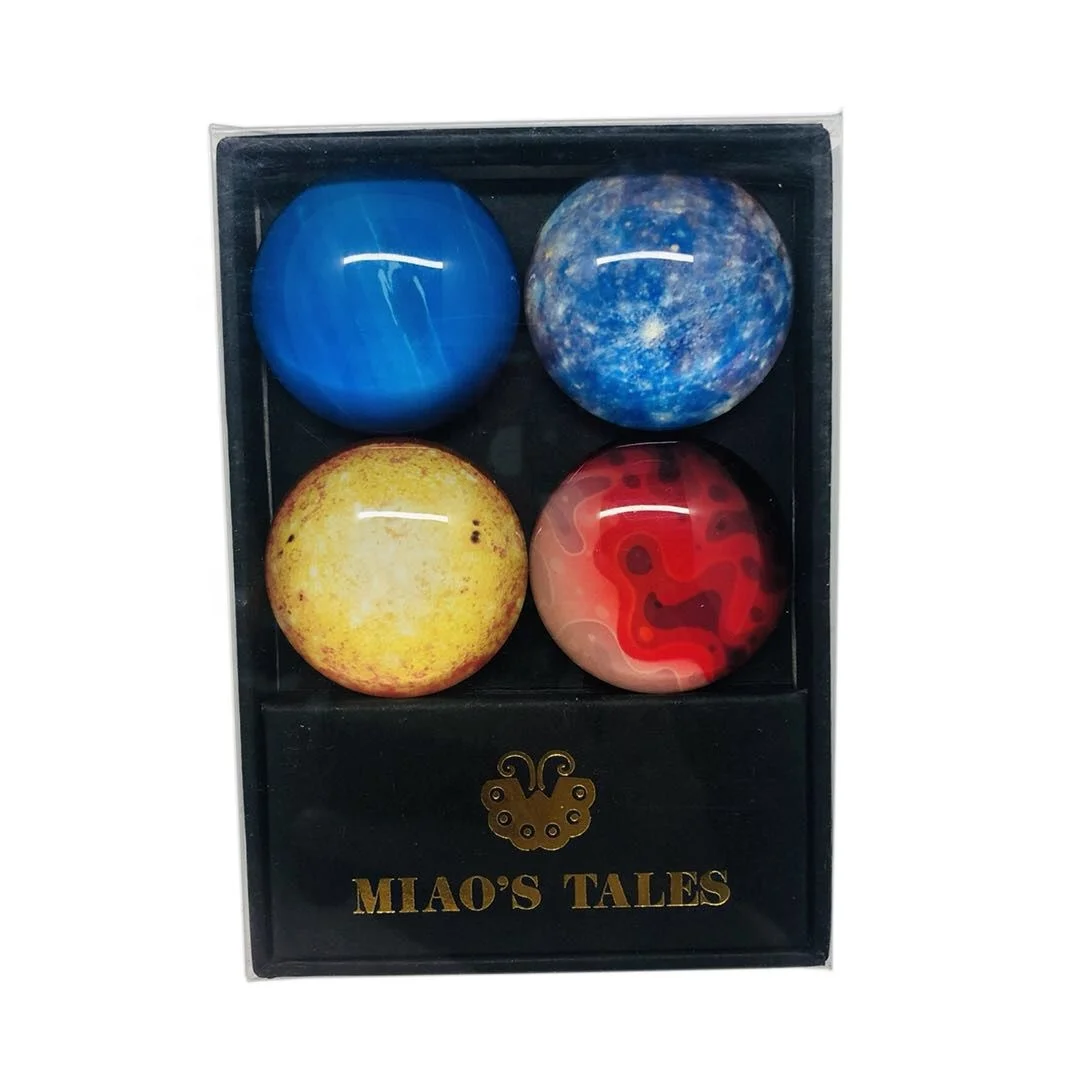 OEM round dome crystal glass fridge magnets on refrigerator ,  souvenir 6 pcs glass magnets set  into a gift paper box