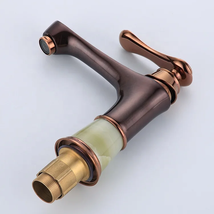 yile single handle brass bathroom faucet with jade