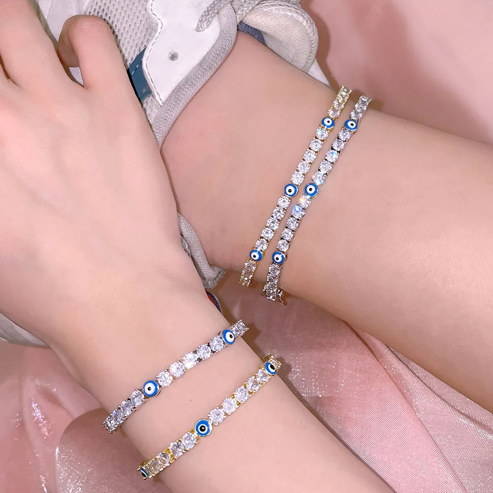 Ювелирные изделия Foxi в стиле хип-хоп Женская Цепь для тенниса с фианитами бриллиантовый браслет Майами эмалированные ювелирные от сглаза