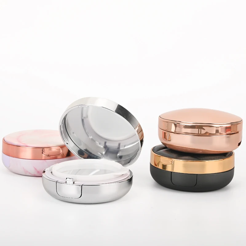 Wholesale Empty Plastic Transparent Skin Care Base Round Luxury BB Air Cushion Box Compact Powder Case Compact Case With Mirror