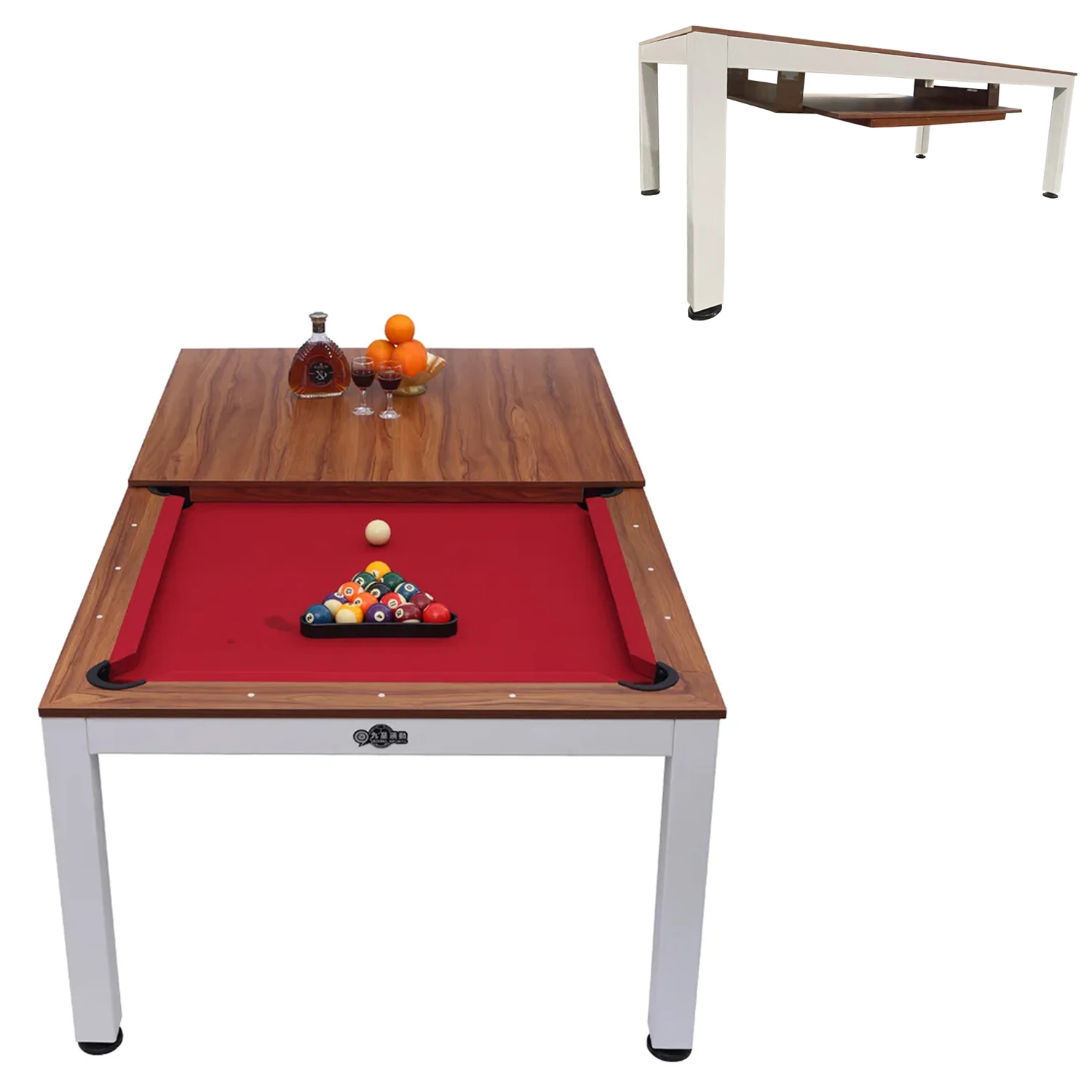 China Manufacturer 2 In 1 K66 Multi-Functional Metal Leg Slate Outdoor Billiard Pool Table With Dinning Top