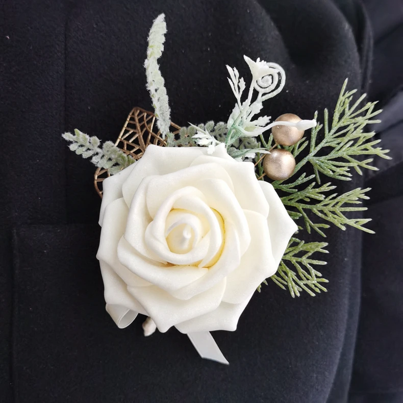 wholesale artificial foam elegant Brooch rose flowers Party Wedding wedding hand flower
