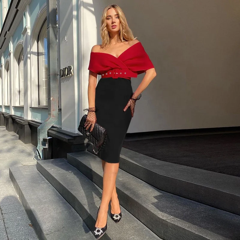 Plus Size Office Dresses Women Formal Work V-Neck With Belt Woman Dresses Formal Elegant Party African Dress Designs