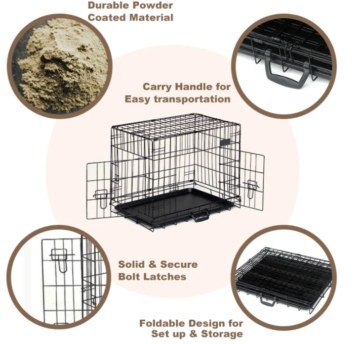 Wholesale cheap foldable supplier black deluxe outdoor metal foldable pet cages pet kennel stainless steel wire pet cages