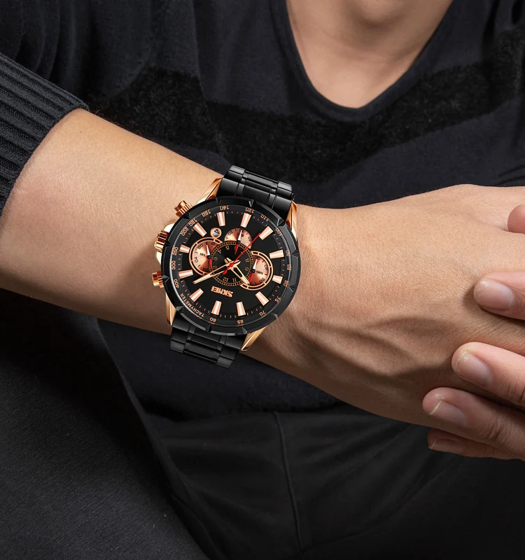 SKMEI 9241 3atm waterproof oem custom logo quartz watches mens stainless steel quartz goldlis watch