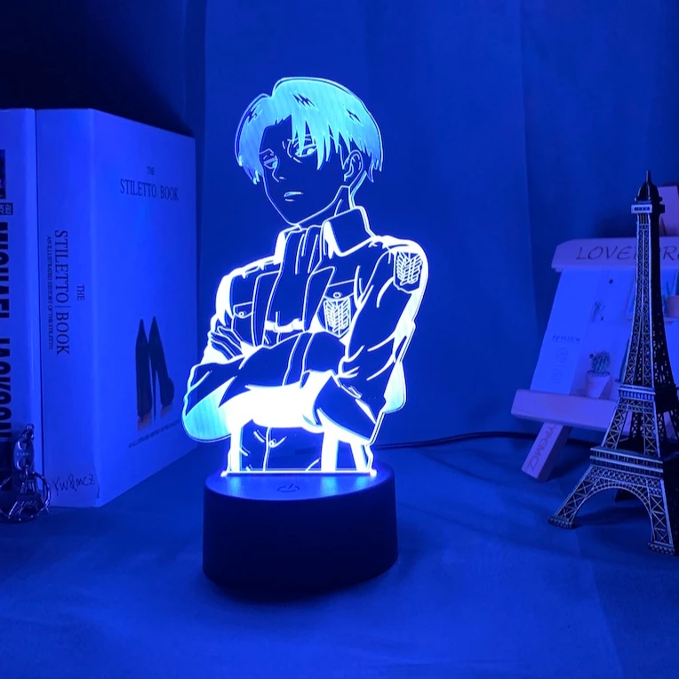 Акриловая Настольная 3D лампа аниме «атака на Титанов», комнатный декоративный светильник, крутой детский подарок для детей, фигурка капитана Леви Аккермана, светодиодная лампа в стиле аниме