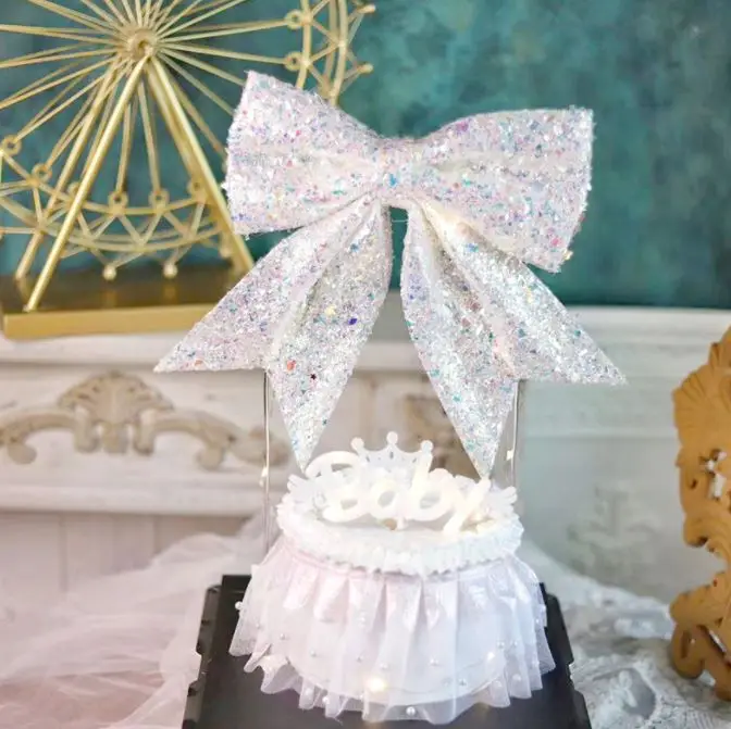 Handmade Glitter  Back To School Cake Topper, Wedding Cake Bunting Decor, Party Decoration Supplies