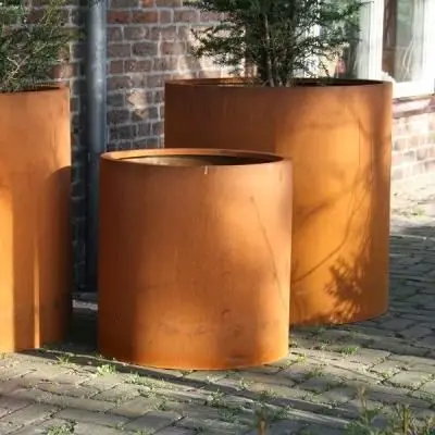 Large Modern Sphere Plant Box Metal Flower Pot Garden Rusty Bespoke Corten Steel Planter Box