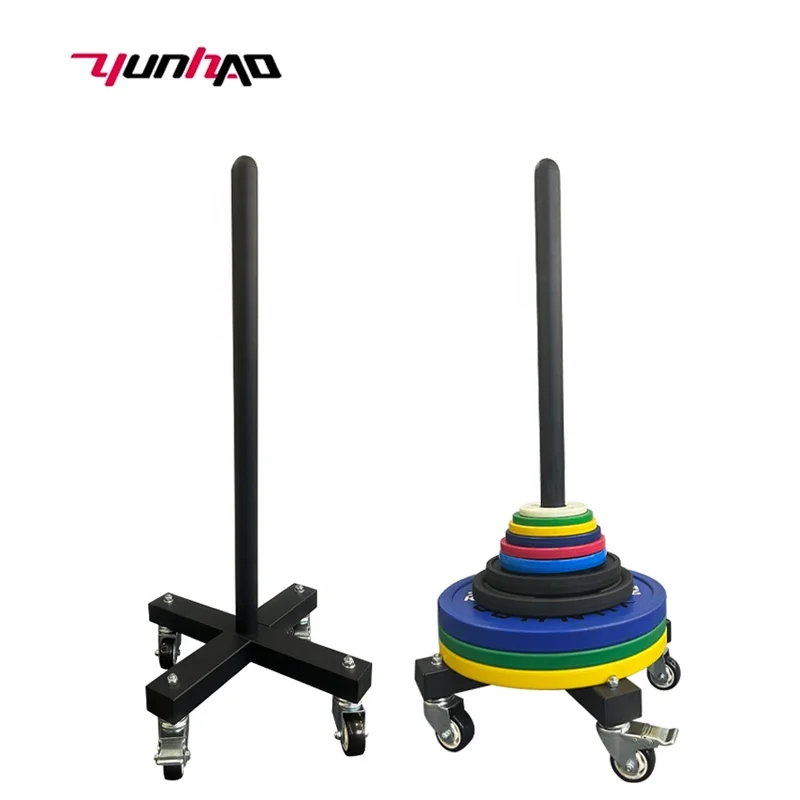 High Quality Gym Home Fitness Equipment Movable Trolley Storage Barbell Bumper Weight Plate Rack