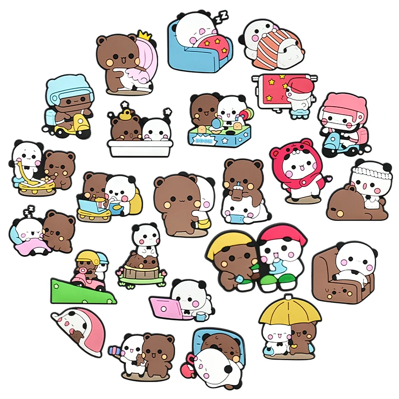 Wholesale Designer Shoe Accessories Bulk Cute Lovely Bear Shoe Charms Brown And White Bear Shoe Decorations With Clog