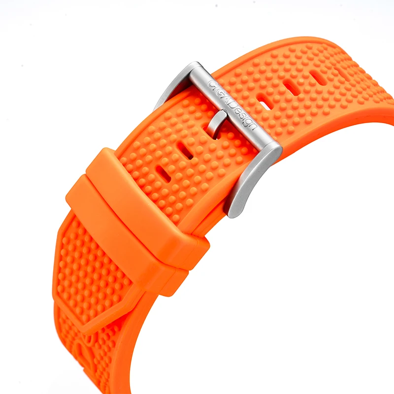 
CIGA Design Universal Multicolor Soft 22mm Silicone Leather Stainless Steel Watch Band 