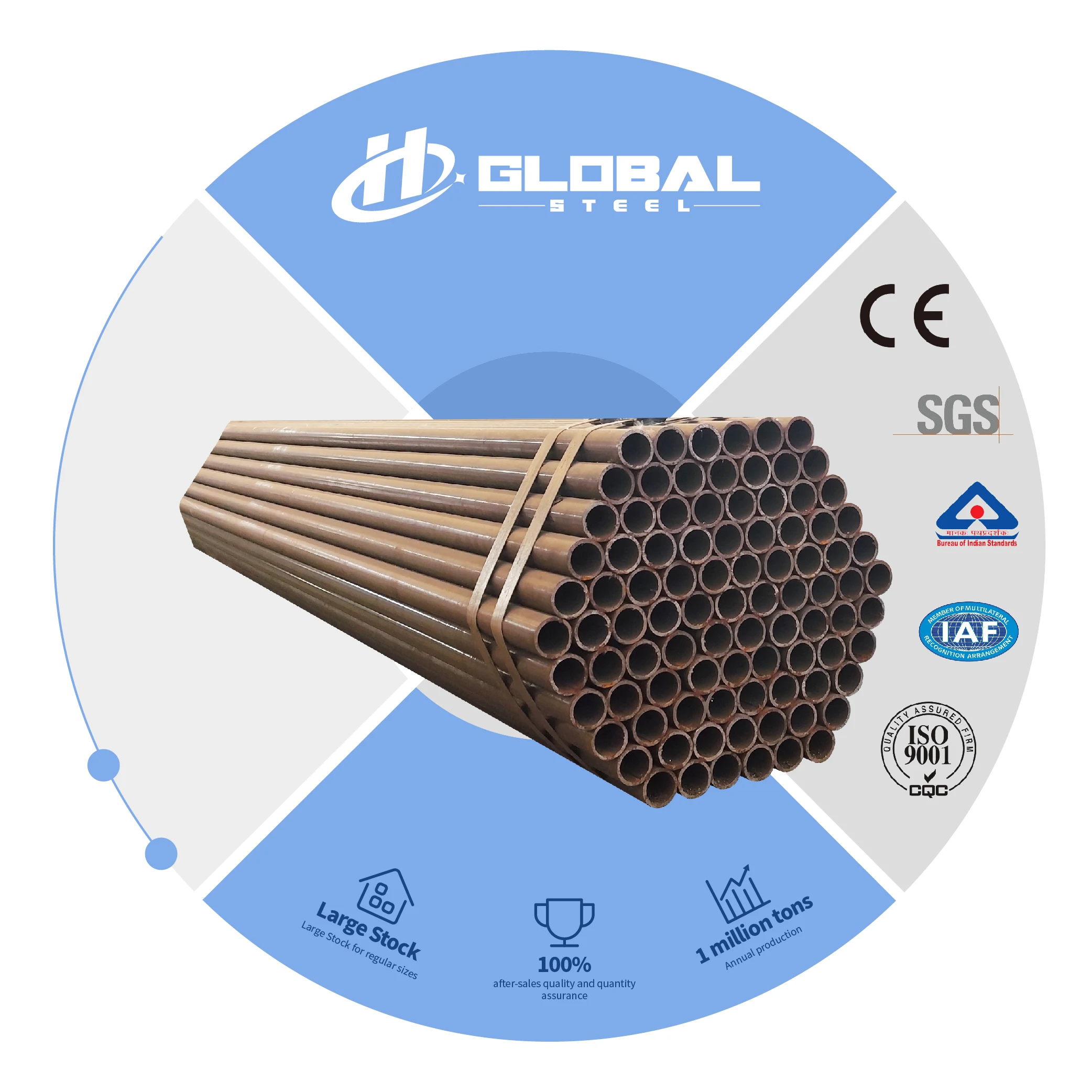 Сварная черная A53 Api 5l Erw Q235/Q235B/Q345 круглая сварная стальная труба