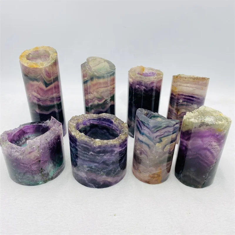 Wholesale Natural Crystals Healing Stones Polished Rainbow Fluorite Lamps Night Light For Decoration Gift